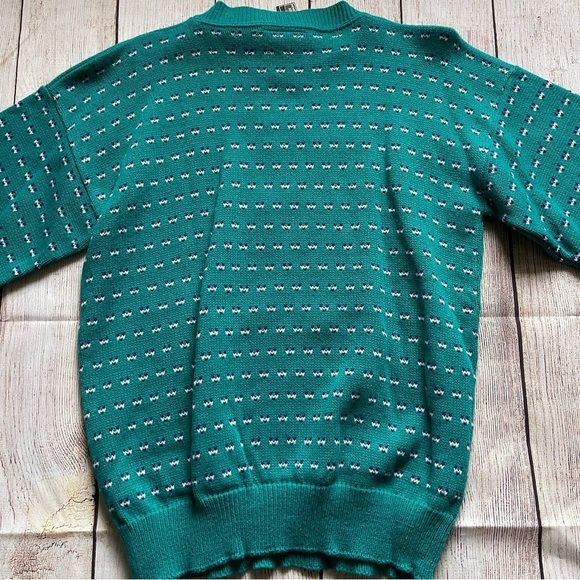 Vintage Aqua Blue Teddy Bear Acrylic Sweater Medium with tags - Picture 6 of 7